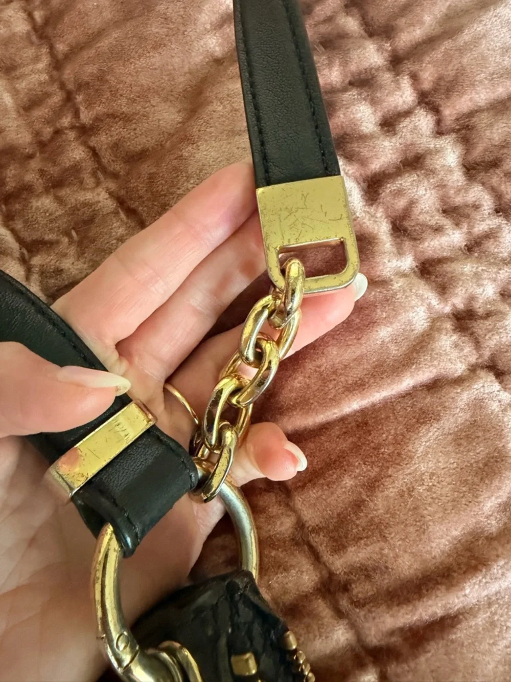 Michael Kors Black Leather Hobo Shoulder Bag with Gold Hardware - Picture 5 of 10